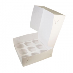 Упаковка для капкейков белая 250x250x100 мм. 9 ячеек, в упаковке 100шт.